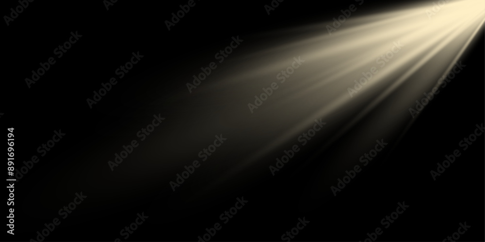 Vector sun overlay light effect. Glowing sunrays on black background layer. Stock royalty free Vector sun overlay light effect. Glowing sunrays on black background layer. Stock royalty free
