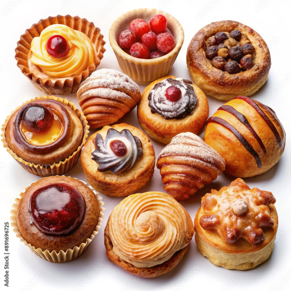 Assortment of Delicious Fruit-Topped Pastries Assortment of Delicious Fruit-Topped Pastries