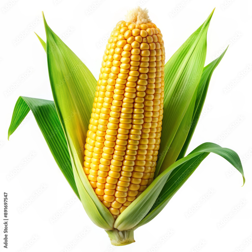 Single Ear of Corn on White Background Single Ear of Corn on White Background