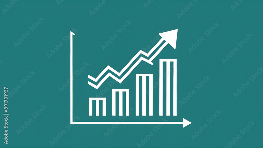 3D business graph with an upward arrow showing financial growth and success in red 3D business graph with an upward arrow showing financial growth and success in red