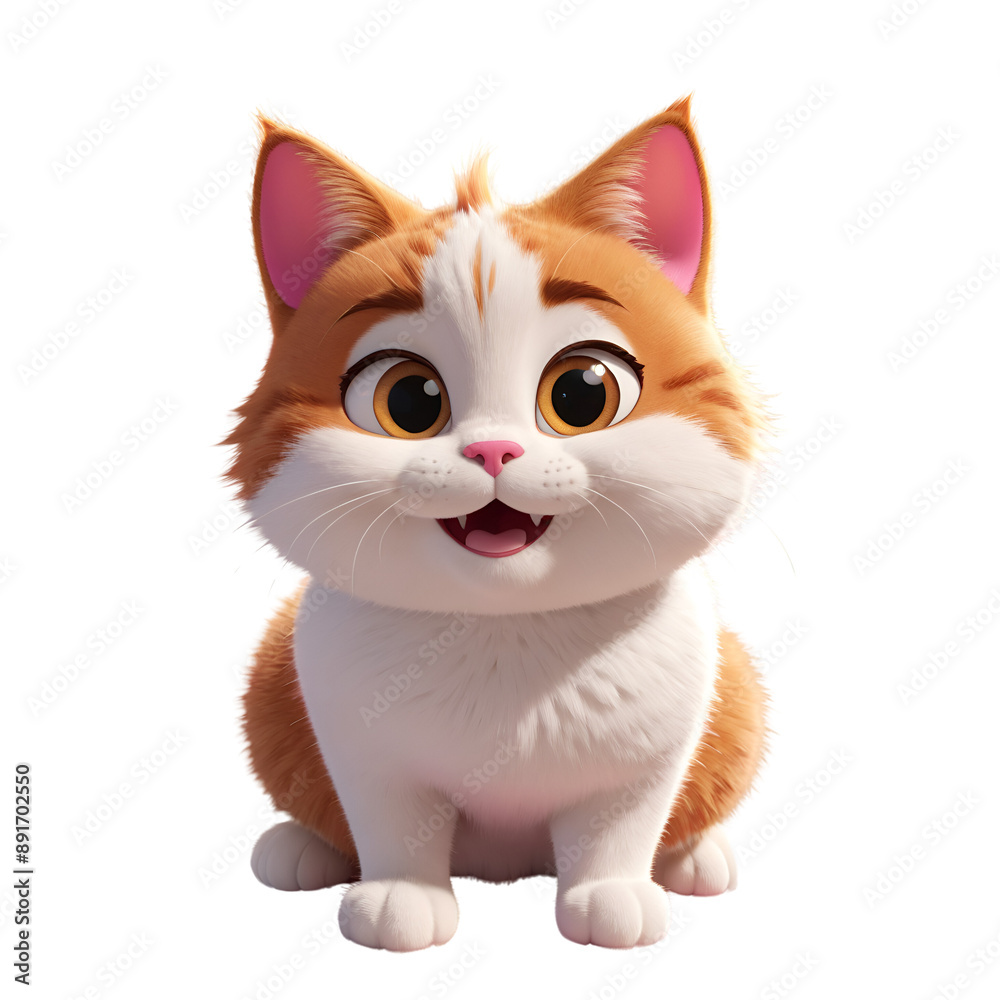 Cute Smiling Cartoon Cat with Orange Fur on transparent background PNG file format Cute Smiling Cartoon Cat with Orange Fur on transparent background PNG file format