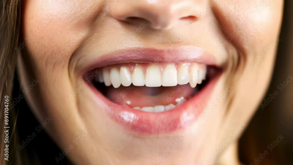 A woman with a big smile on her face. Dentist, dentistry