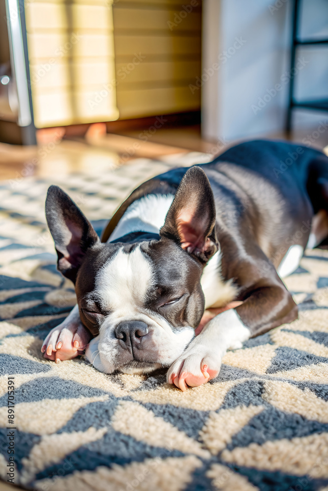 boston terrier is sleeping on the floor boston terrier is sleeping on the floor