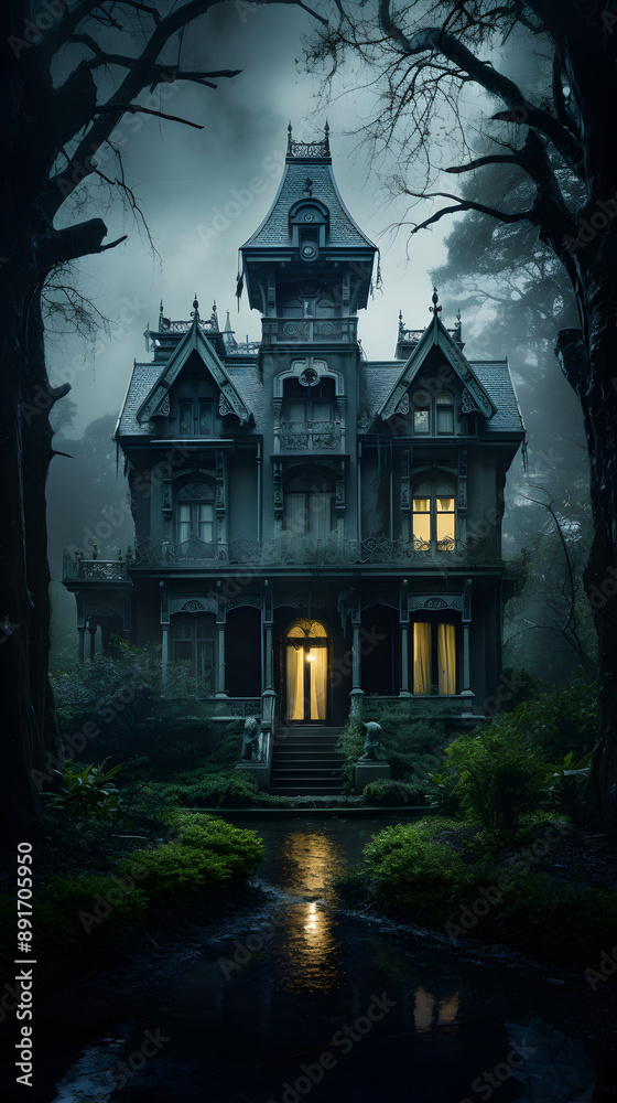 Fototapeta premium Spooky Woods Mansion