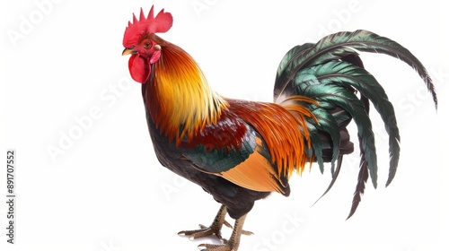 Wallpaper Mural rooster isolated on white background. Birds isolated on white. Photo realistic photo. Torontodigital.ca