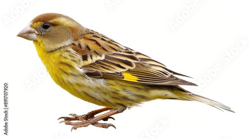 A high-definition photo of a finch isolated on white. Birds isolated on white. Photo realistic photo.