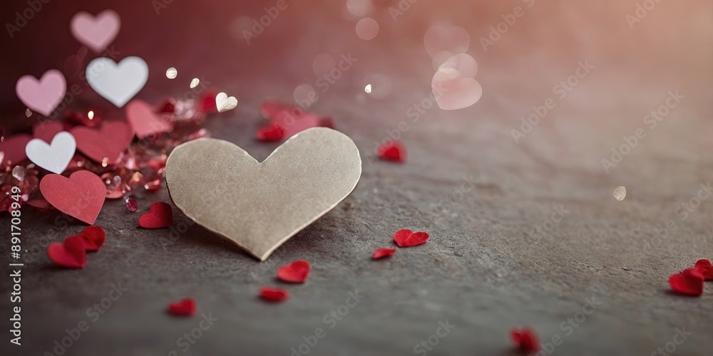 Obraz premium Heart shaped in Valentine theme background with copy space, Love and romantic concept.