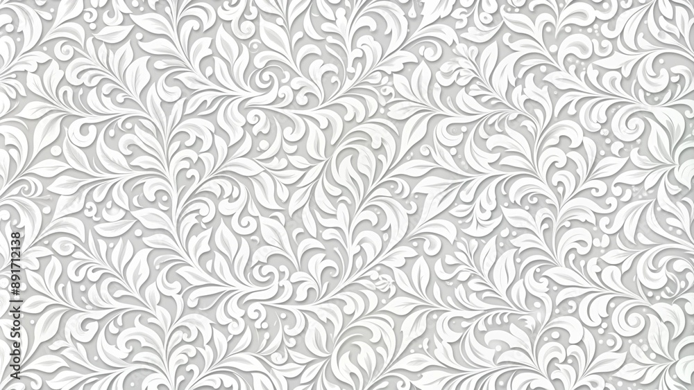 A stylish monochrome wallpaper with ornate leaf and curl design,generative ai A stylish monochrome wallpaper with ornate leaf and curl design,generative ai