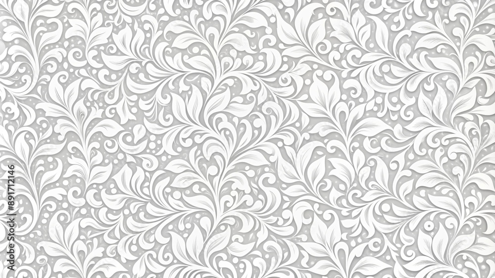 A stylish monochrome wallpaper with ornate leaf and curl design,generative ai A stylish monochrome wallpaper with ornate leaf and curl design,generative ai