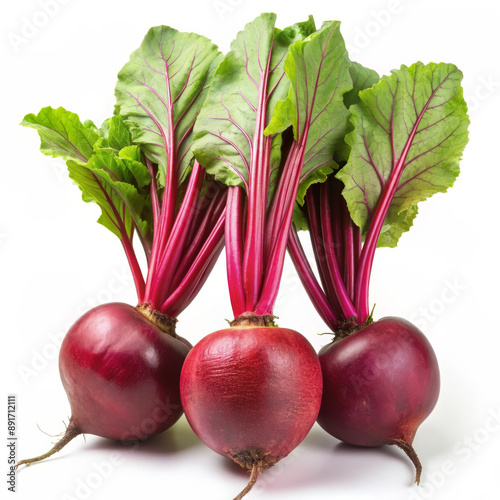 Bunch of Fresh Red Beets with Leaves