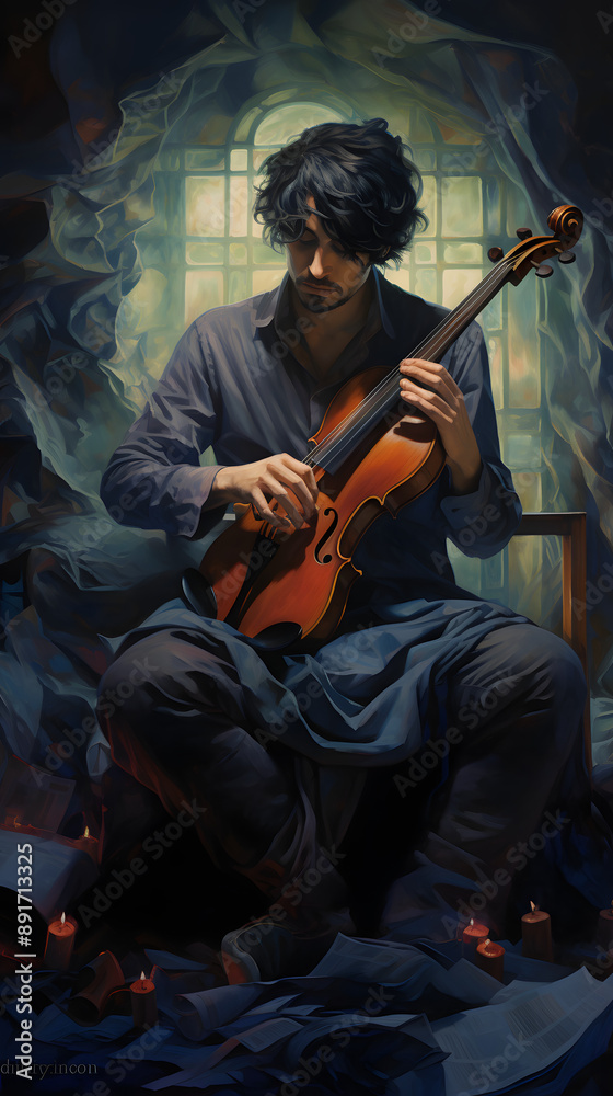 Fototapeta premium Violinist in Thought
