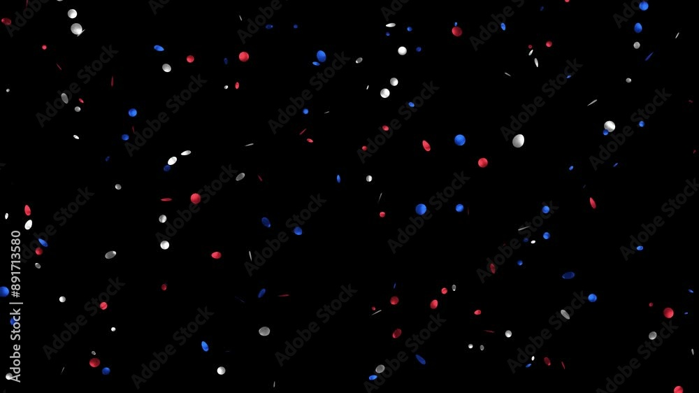 Animation flying red, white, blue confetti. Matte channel. Labor day. Animation flying red, white, blue confetti. Matte channel. Labor day.