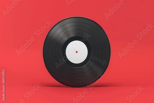 a vinyl record on a red background photo