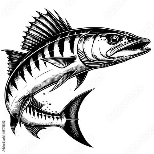 Barracuda fish isolated on white