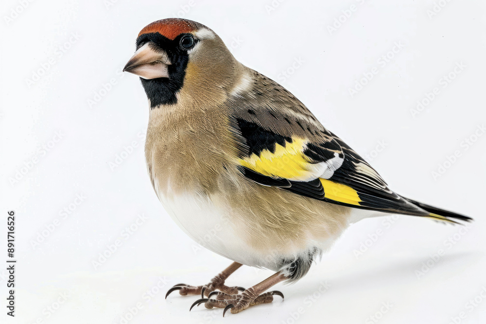 Naklejka premium European Goldfinch on White Background