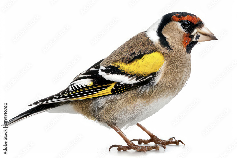 Fototapeta premium European Goldfinch on White Background