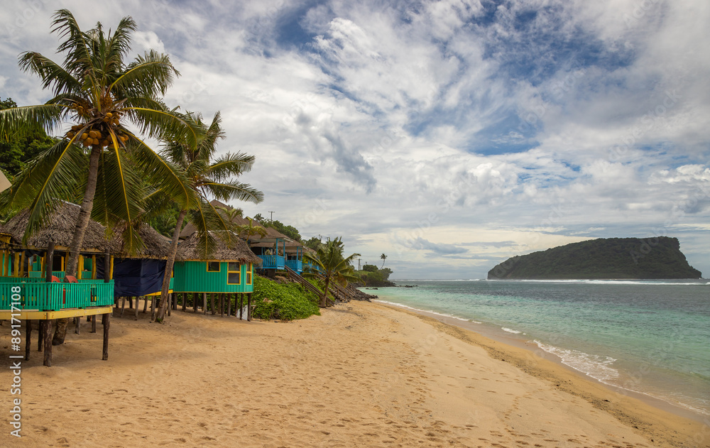 Fototapeta premium Lalomanu Beach is a picturesque white sand beach, located on the south coast of Upolu, one of the top 10 Beach Destinations of the World, Samoa