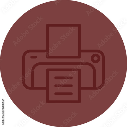 Printer Vector Line Maroon Circle Maroon