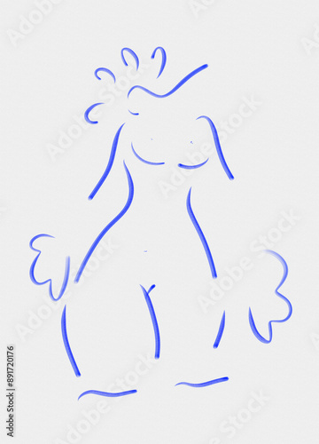 Line art female shape icon illustration 