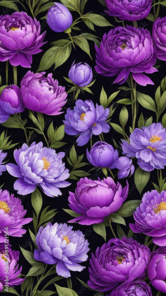 Obraz premium Beautiful peonies on a black background.