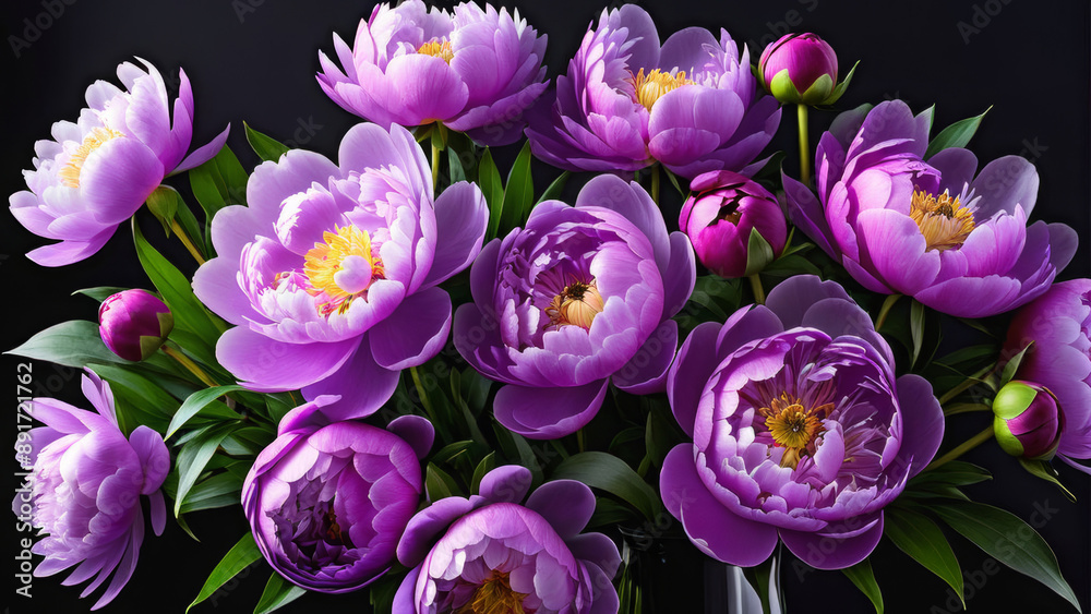 Beautiful peonies on a black background. Beautiful peonies on a black background.