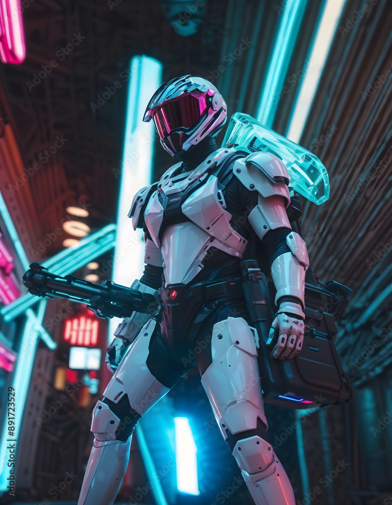 cyborg warrior astronaut in space cyborg warrior astronaut in space