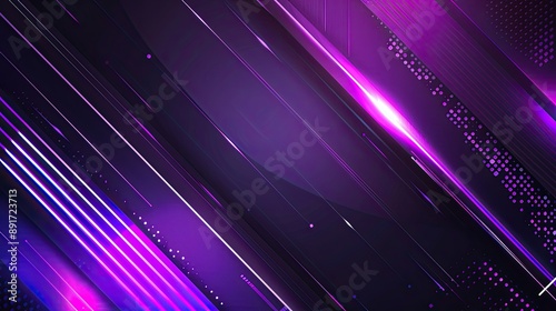 Abstract geometric background with glowing purple lines and dark surfaces for modern and futuristic design. Background technology