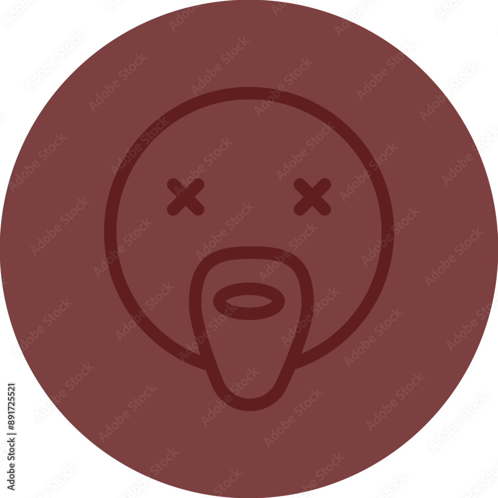 emoji french breard man Vector Line Maroon Circle Maroon