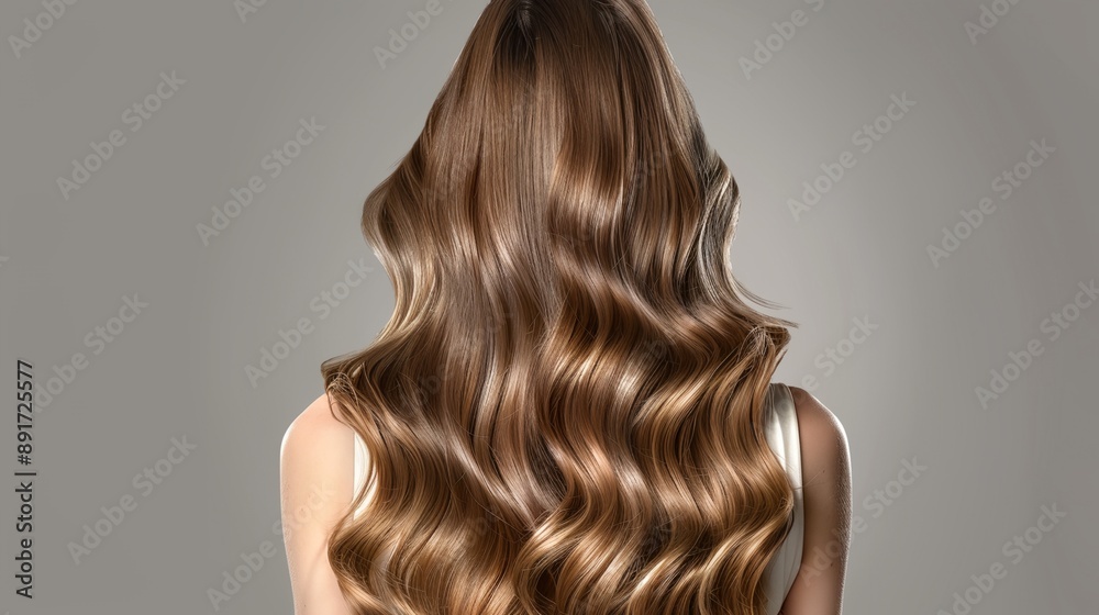 Naklejka premium a woman with long shiny wavy hair