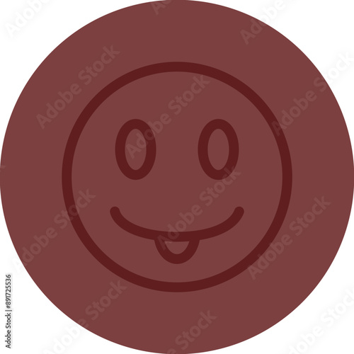 emoji tongue out Vector Line Maroon Circle Maroon