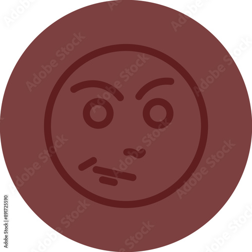 emoji very sad Vector Line Maroon Circle Maroon