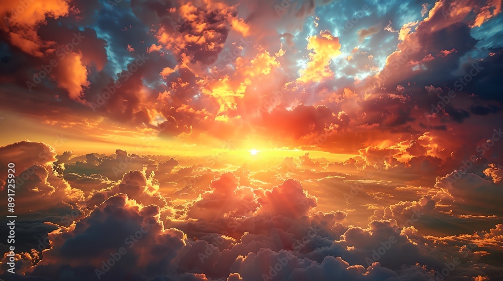 Fototapeta premium a sunset seen from a plane