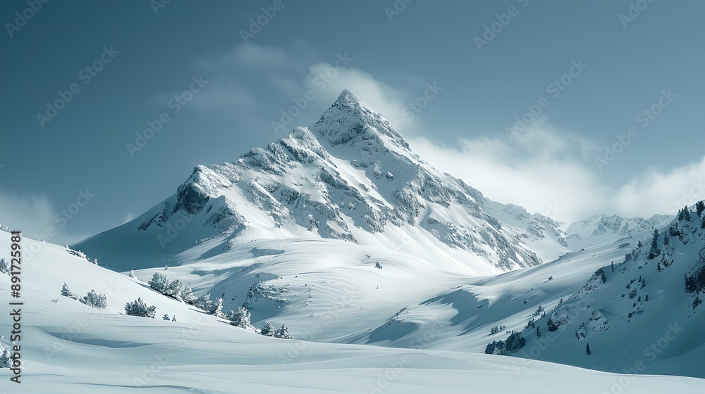 Obraz premium a mountain covered in snow with a sky background