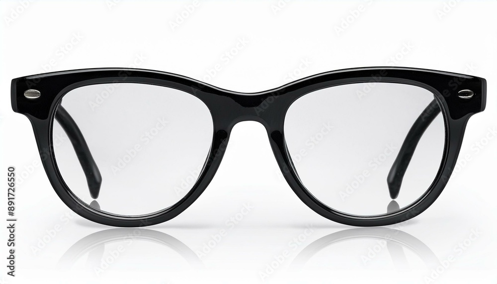 front of nerdy black glasses with thick glass isolated cutout on a transparent background front of nerdy black glasses with thick glass isolated cutout on a transparent background