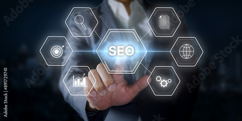 SEO Search Engine Optimization Marketing technology concept.