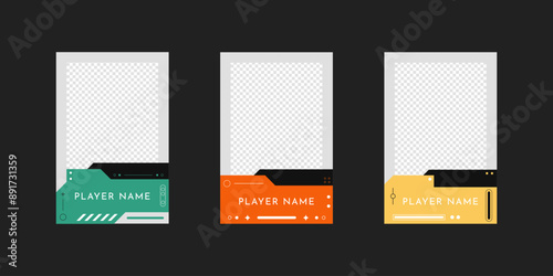 Collection of player frames template. Game card frame template design.