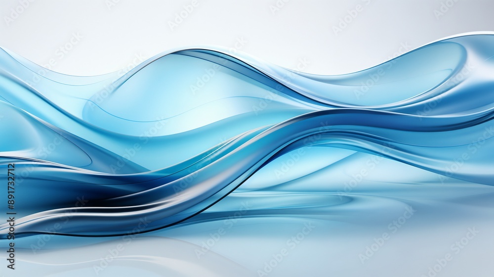 Obraz premium Abstract blue wave graphics minimalist background