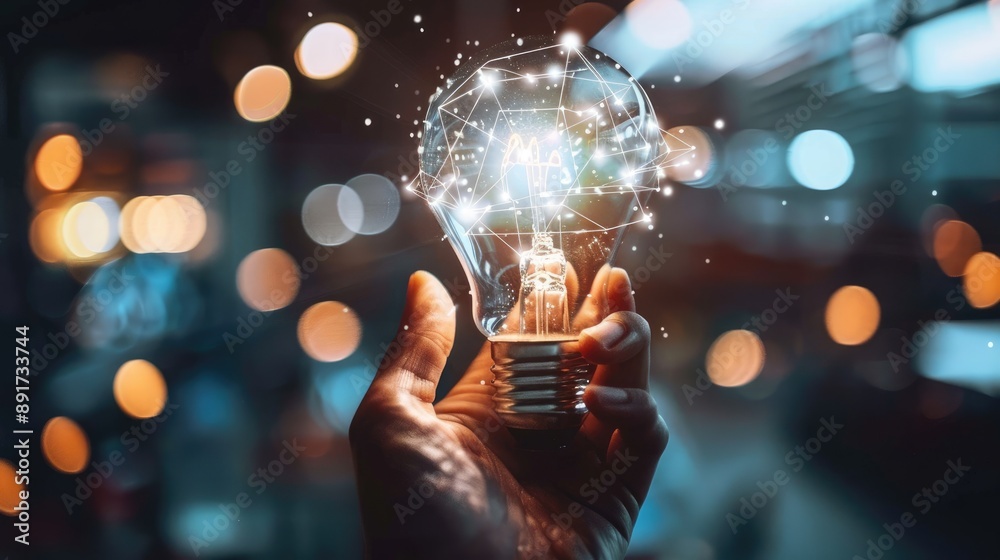 A person is holding a light bulb in their hand A person is holding a light bulb in their hand