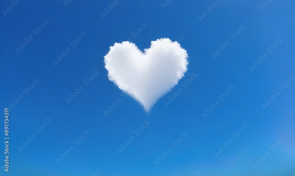 Fototapeta premium A beautiful heart-shaped cloud floating in the clear blue sky.