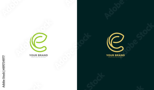 Leaf c logo, line leaf icon, natural letter C. Vector illustration design