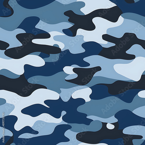 Navy blue camo pattern with dark blue, light blue, and gray tones for seamless wallpaper 2