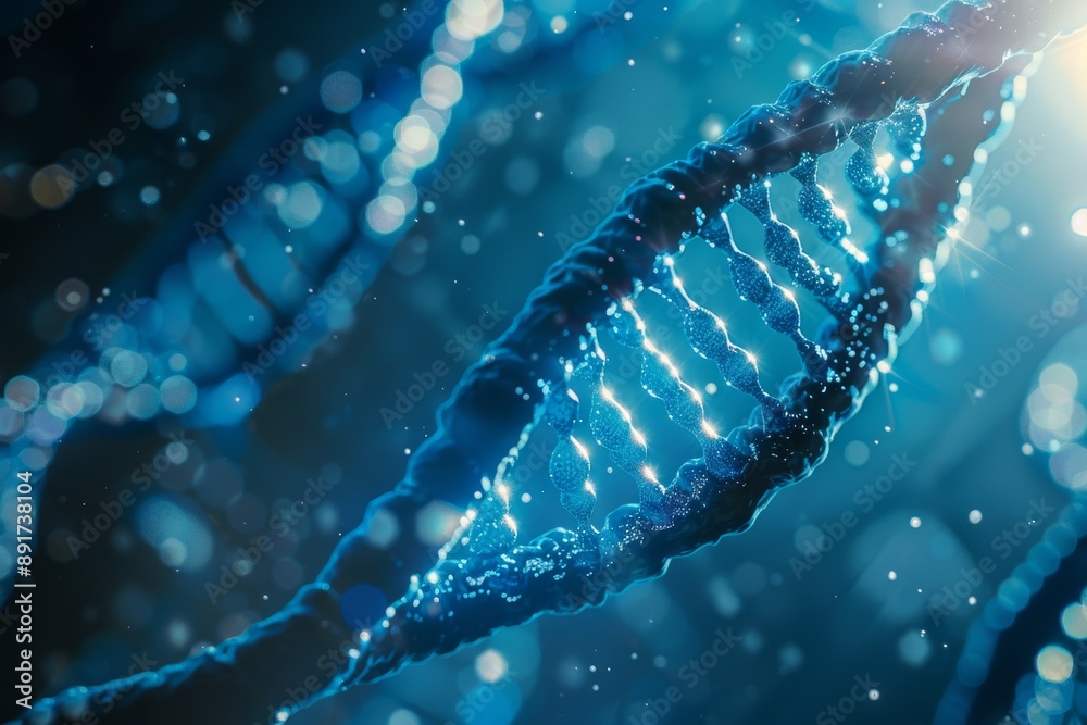 Blue background with double helix of DNA Blue background with double helix of DNA