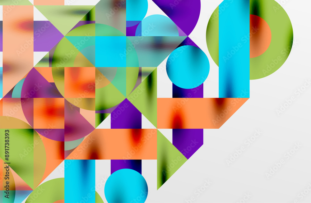 Circles and shadows. Colorful round elements with triangles, semi circles and other shapes. Vector Illustration For Wallpaper, Banner, Background, Card, Book Illustration, landing page Circles and shadows. Colorful round elements with triangles, semi circles and other shapes. Vector Illustration For Wallpaper, Banner, Background, Card, Book Illustration, landing page