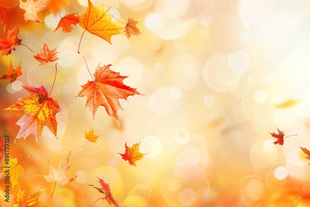 Flying fall maple leaves on autumn background. Falling leaves, seasonal banner with autumn foliage Flying fall maple leaves on autumn background. Falling leaves, seasonal banner with autumn foliage