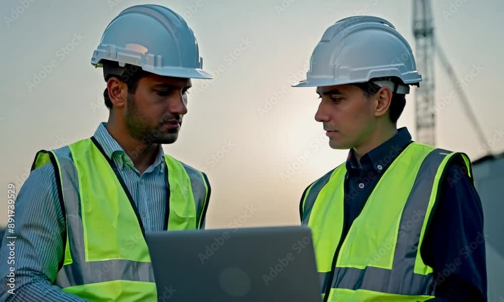 Engineers Discuss Project at Construction Site Engineers Discuss Project at Construction Site