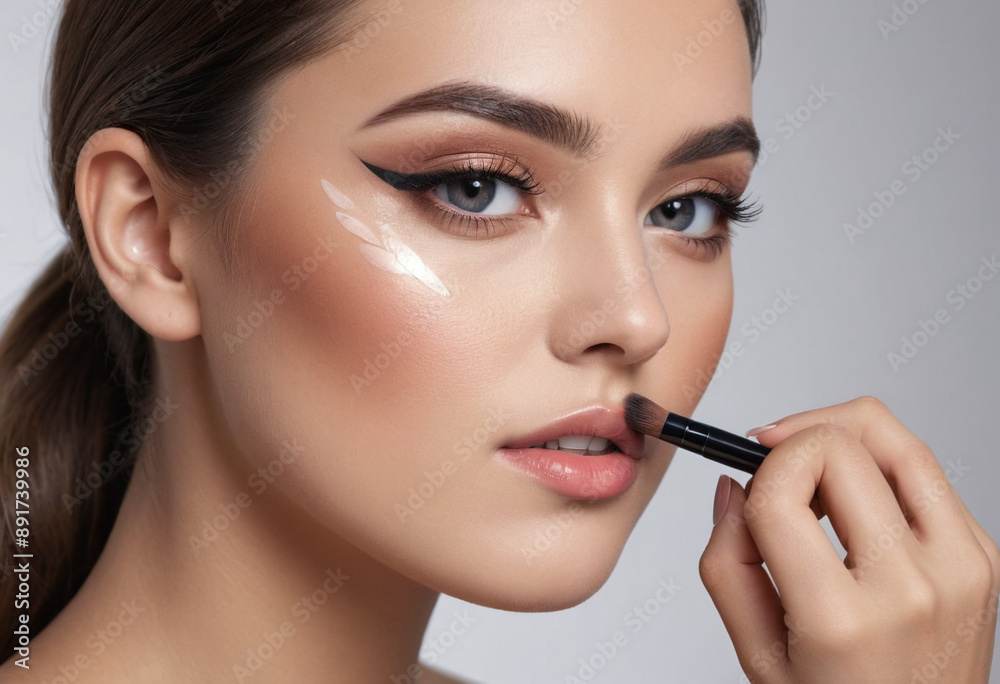 A person applying makeup to feel empowered and ready to take on the day. A person applying makeup to feel empowered and ready to take on the day.