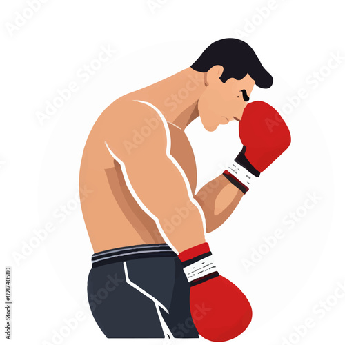 Series - Illustration of a Boxer | Fight Sport | Martial Arts | Different positions and moves | Colored