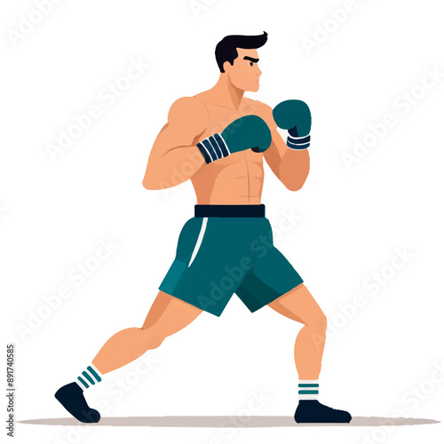 Series - Illustration of a Boxer | Fight Sport | Martial Arts | Different positions and moves | Colored
