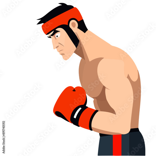 Series - Illustration of a Boxer | Fight Sport | Martial Arts | Different positions and moves | Colored