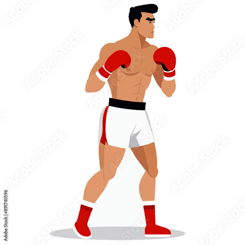 Series - Illustration of a Boxer | Fight Sport | Martial Arts | Different positions and moves | Colored